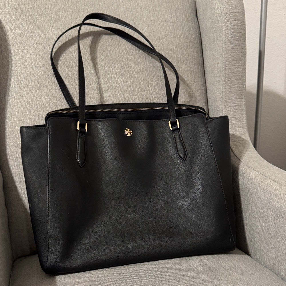 Tory Burch Black Tote with Gold Accents